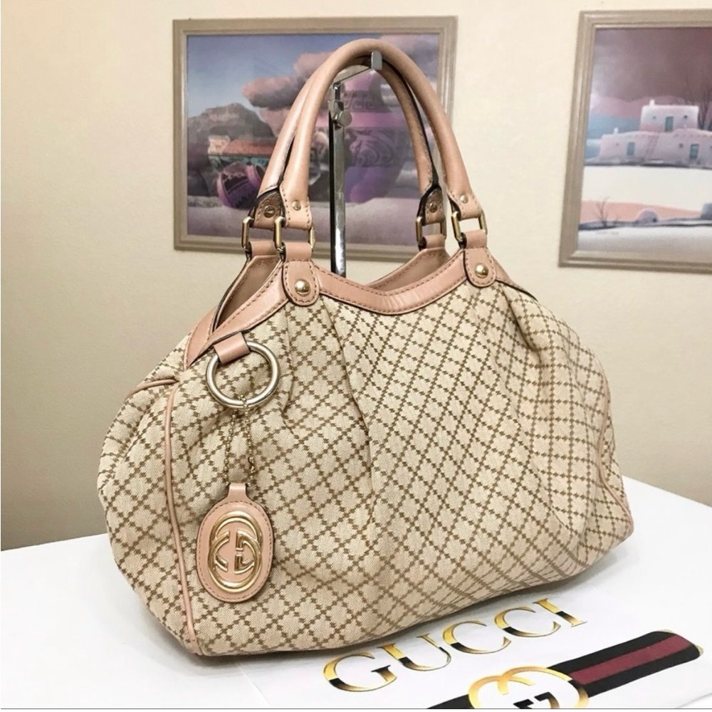 🌺GUCCI GG Canvas/Leather Sukey Shoulder Bag 💼